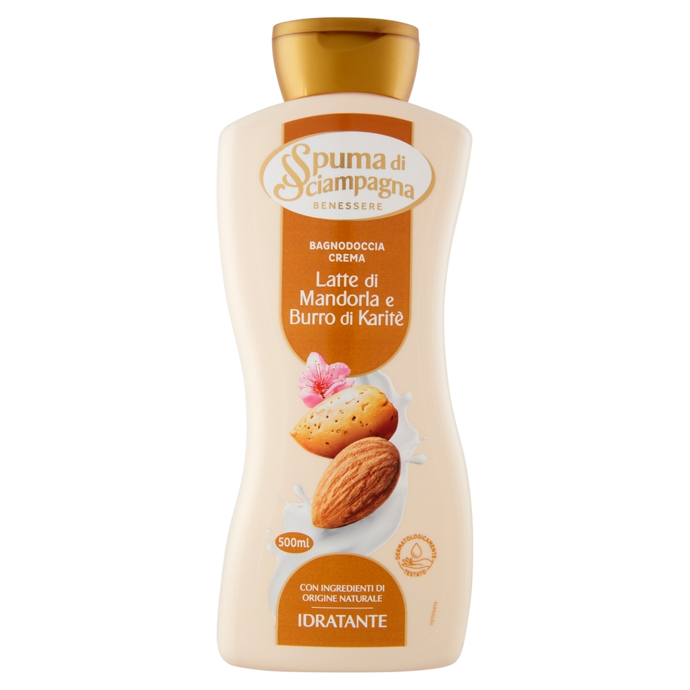 Spuma di Sciampagna Benessere Idratante Bagnodoccia Crema Latte di Mandorla e Burro di Karitè 500 ml